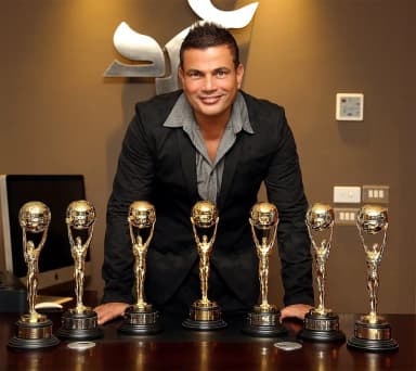 Amr Diab: Amr Diab with his 7 World Music Awards.