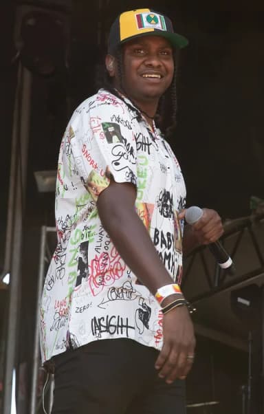 Baker Boy: Musician Baker Boy performing at St Jerome's Laneway Festival, 2019.