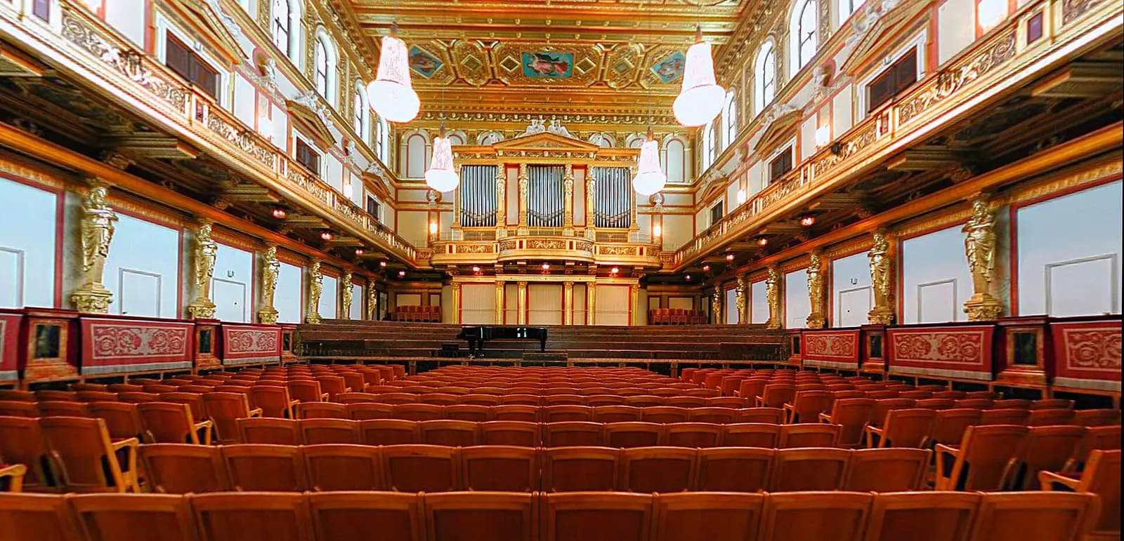 Austria: Goldener Saal [Golden Hall] of the "Musikverein" in Vienna. Note that its precise name is Großer Konzerthaussaal [Big Hall], "golden" just being a later added