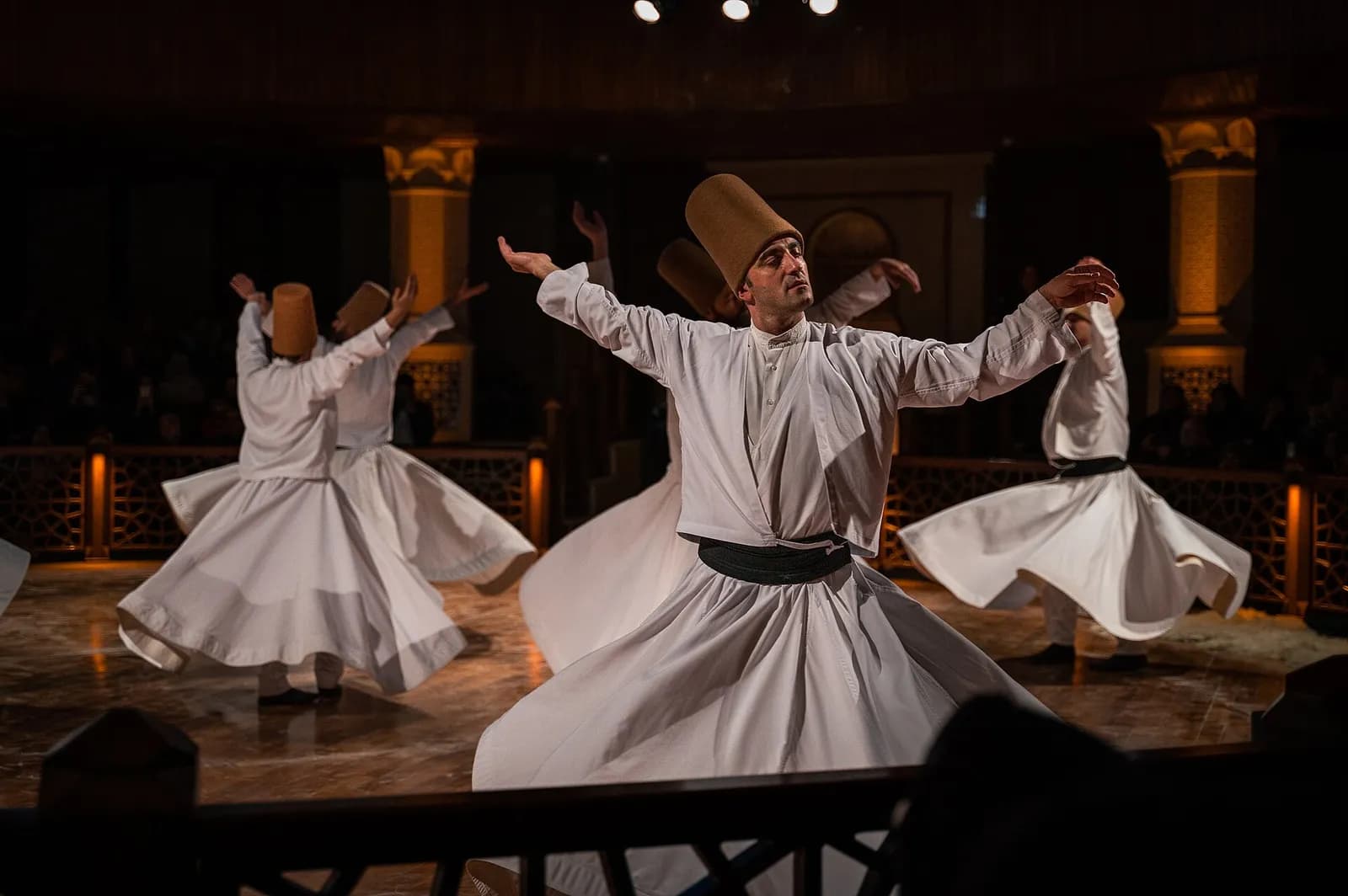Turkey: Sufi Dervishes performing the Sema ceremony together in Konya, Turkey.