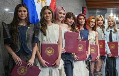 BINI: Filipino girl group BINI at the Senate of the Philippines in May 2026