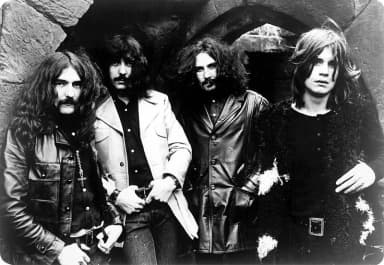 Black Sabbath: Trade ad for Black Sabbath 's album Black Sabbath (1970). From left to right: Geezer Butler, Tony Iommi, Bill Ward, Ozzy Osbourne.