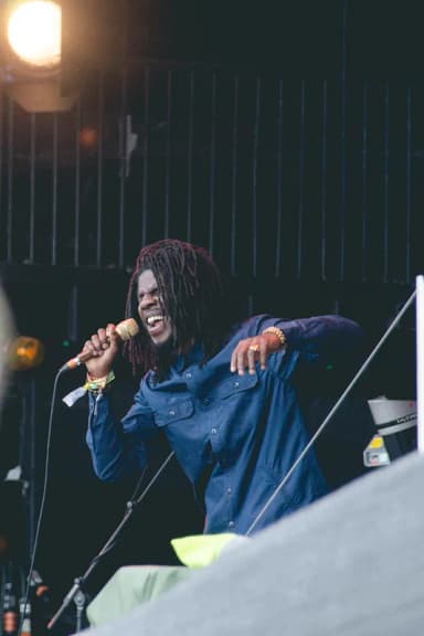 Chronixx: Chronixx on the Pyramid Stage at the Glastonbury Festival of Performing Arts 2015