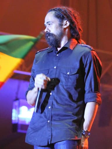 Damian Marley: Damian Marley performing with his Band on the red stage at Summerjam Festival on 4th of July 2015 in Köln