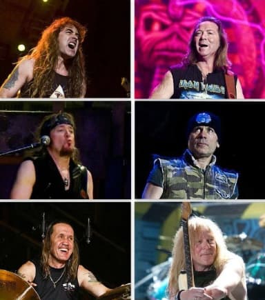 Iron Maiden: Steve Harris, Dave Murray, Adrian Smith, Bruce Dickinson, Nicko McBrain and Janick Gers of Iron Maiden