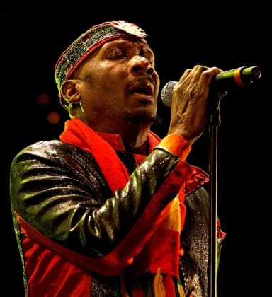 Jimmy Cliff: Jimmy Cliff en concert sur la scène Landaoudec lors du festival du bout du Monde à Crozon dans le Finistère (France).