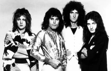 Queen: Musical group Queen, in a 1975 promotional photo for their album A Night At The Opera. Photo was published by their American label Elektra Records.