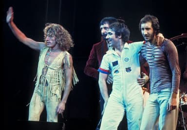 The Who: original line up, performing in Chicago. Left to right: Roger Daltrey, John Entwistle, Keith Moon, Pete Townshend.